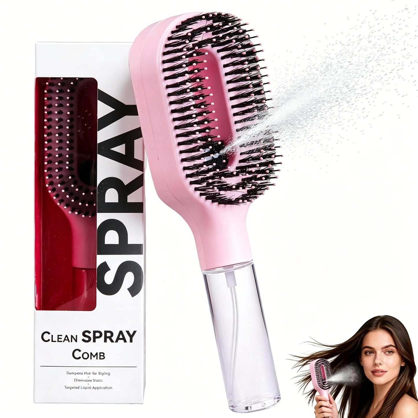 One-Click Spray Anti-Frizz Hair Brush