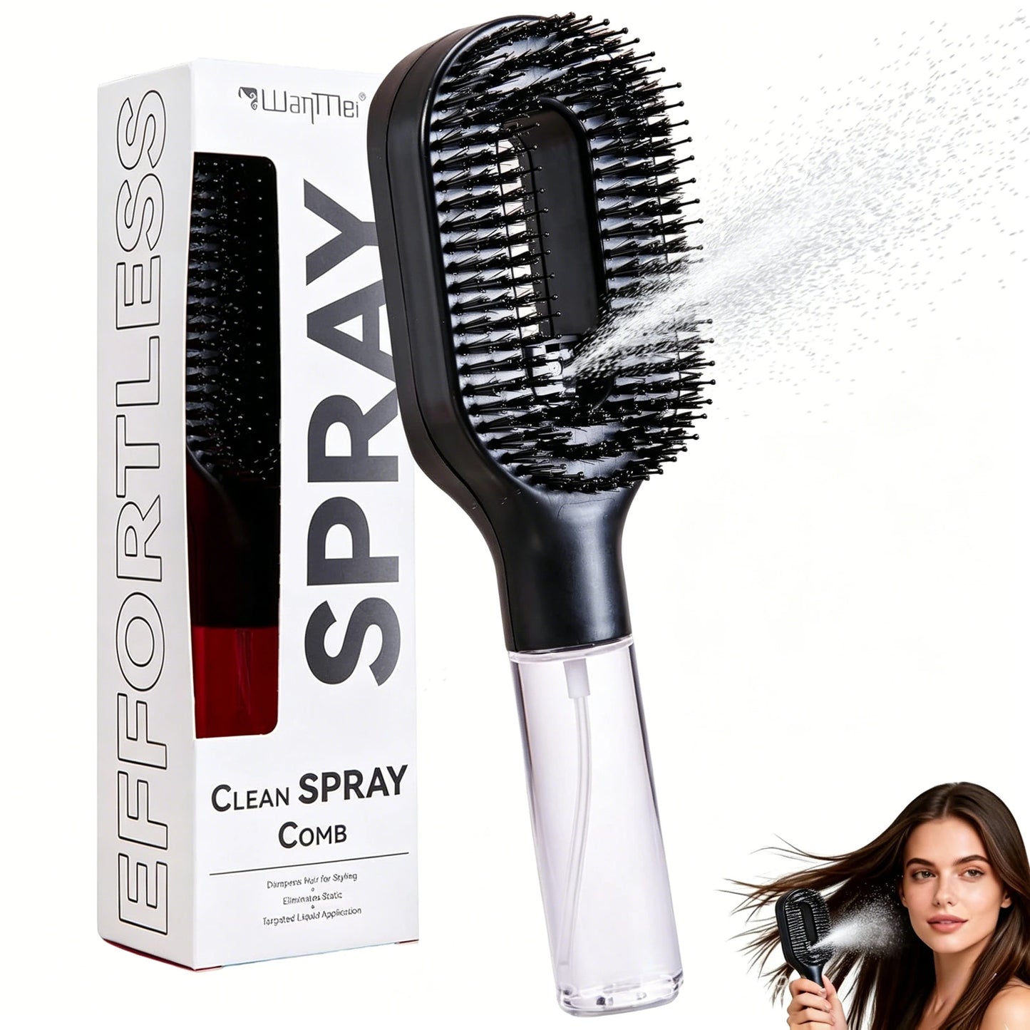One-Click Spray Anti-Frizz Hair Brush