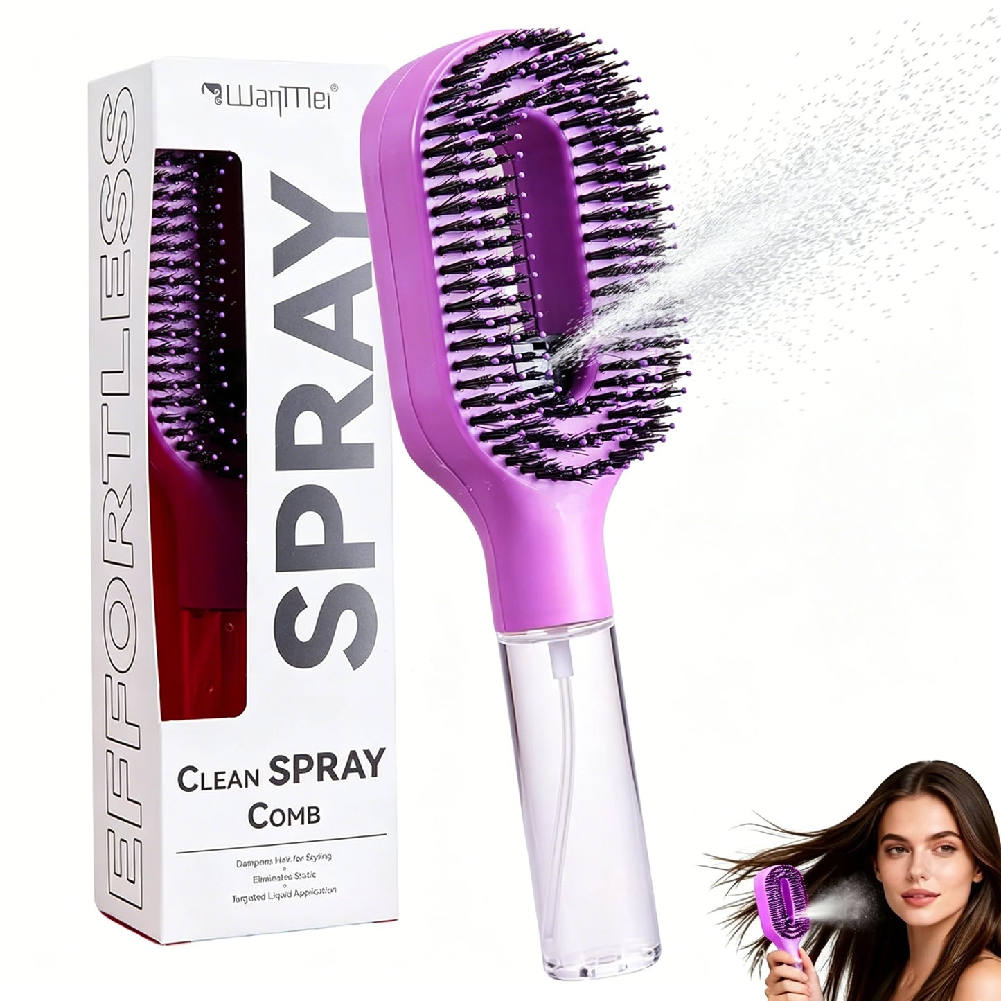 One-Click Spray Anti-Frizz Hair Brush