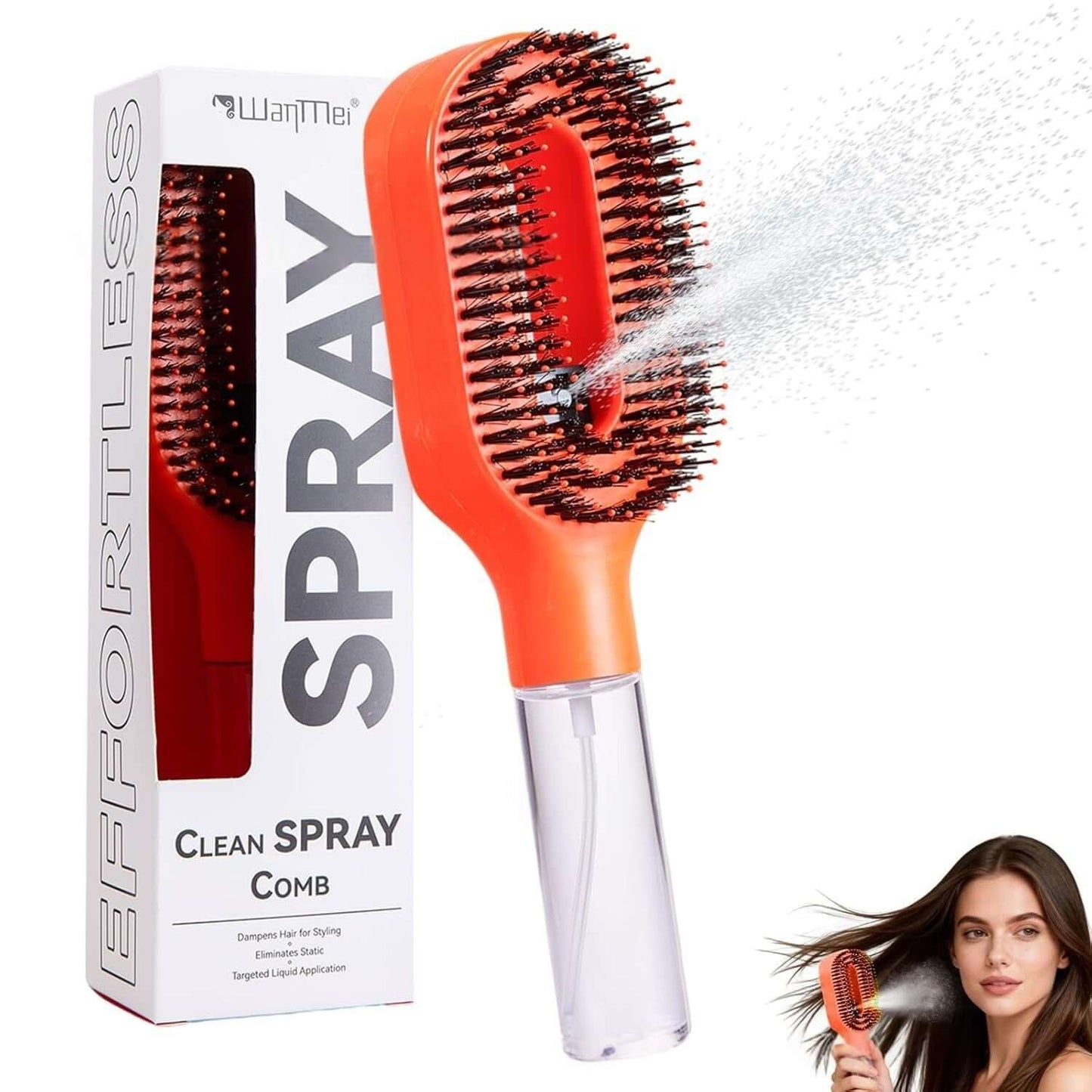 One-Click Spray Anti-Frizz Hair Brush